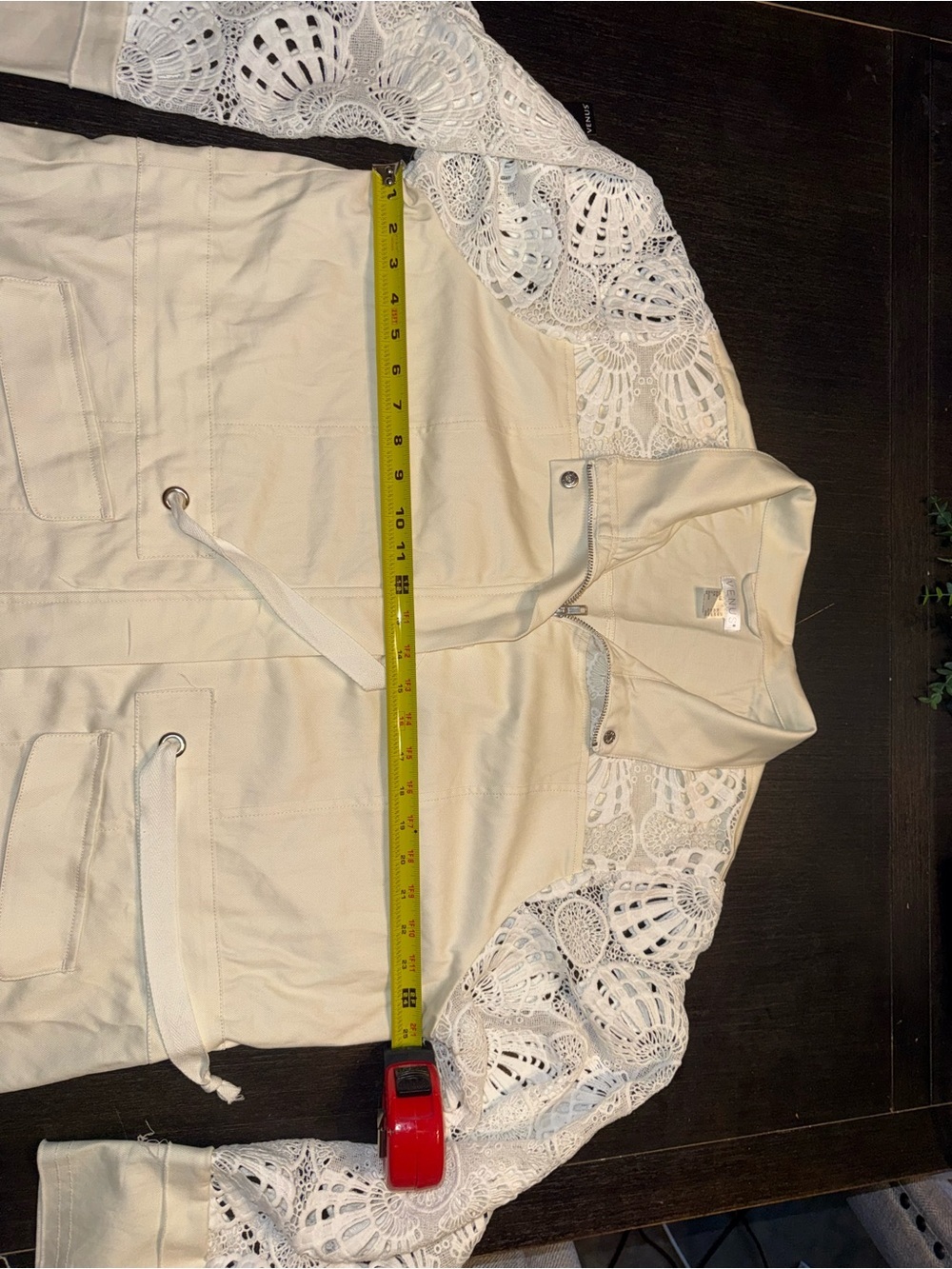 VENUS Sequin Soft Lace Jacket Drawstring Cargo Boho Chic Lightweight NWT - Picture 5 of 8
